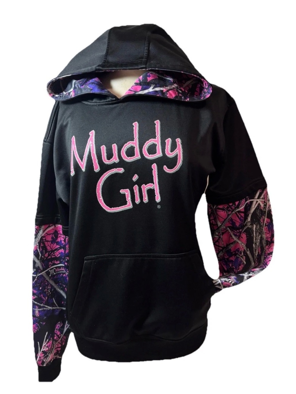 Moonshine Muddy Girl Black & Pink Hooded Pullover